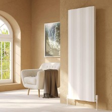Lojimax Alüminyum Çift Panel Dikey Radyatör Amazonite Double 1800 x 204 2  Dilim | Dokulu Beyaz | Yüksek Isıl Güç | 5 Yıl Üretici Garantisi