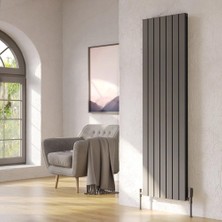 Lojimax Alüminyum Çift Panel Dikey Radyatör Royal Double 1800 x 588 8  Dilim | Dokulu Antrasit Gri | Yüksek Isıl Güç | 5 Yıl Üretici Garantisi