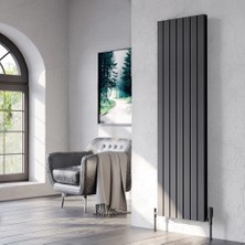 Lojimax Alüminyum Çift Panel Dikey Radyatör Royal Double 1800 x 588 8  Dilim | Dokulu Siyah | Yüksek Isıl Güç | 5 Yıl Üretici Garantisi