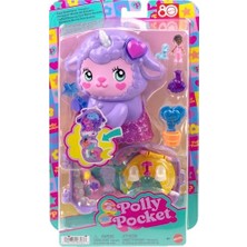 Polly Bebekler ve Oyun Seti, Kuzucuk Şeklinde Taşınabilir Rüyalar Diyarı Mini Oyun Seti, 1 Mikro Bebek, Tek Boynuzlu At Figürü, Yiyecek ve Moda Tasarımı Aksesuarları, JCB15
