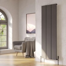 Lojimax Alüminyum Dekoratif Radyatör Nish 1800 x 608 3  Dilim | Dokulu Antrasit Gri | Yüksek Isıl Güç | 5 Yıl Üretici Garantisi