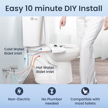 Bidet Neo 320 Plus – Yeni Nesil Su Bide Klozet Kapağı Eklentisi, Yenilikçi Ez-Kaldırma Menteşeleri, Çift Nozullu ve 360° Kendini Temizleme Modu (Beyaz)