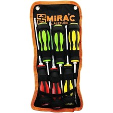 Çantalı Renkli - Kauçuk Kaplama Saplı Darbeli 6lı Set Çift Taraflı Tornavida Takımı (5122)