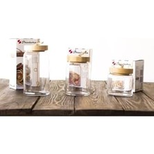 -43573-43583-43593 Woody Bamboo Kapaklı Kavanoz 3 Boy Beraber FMA02196 FMA05086 FMA01876