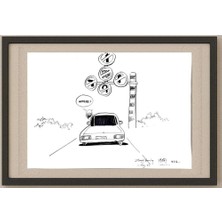 Karikatural Zhang Daoning 43X30CM Orijinal Karikatür Tablo