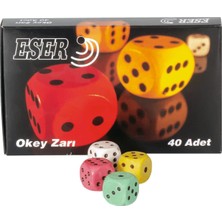 Renkli Okey Zarı 40’lı Büyük Boy