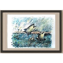 Karikatural Wolfgang Schlegel 29X21CM Orijinal Karikatür Tablo