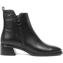 Celal Gültekin Kadın Siyah Çift Fermuarlı Deri Bot