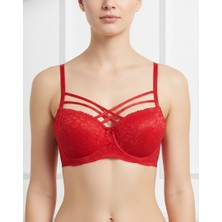 Ebru Silikonlu Destekli Dantelli Çapraz Çift Ipli Sütyen