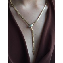 Lotusbybuket Asansörlü Ayarlanabilir Gold Yılan Kolye(60+5)