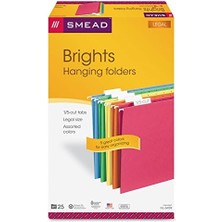 Asma Klasörler, 1/5 Tab, Legal Boyut Kesilmiş, Farklı Renkler