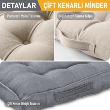 Minderi, Çift Kenarlı, Taşıma Kulplu, Punterez Puntolu Elyaf Dolgulu Mutfak Yemek Sandalyeleri Için Kare Oturma Minderi, Ofis Masası Için Yumuşak Konforlu Minder 42X42X6 cm - Bej