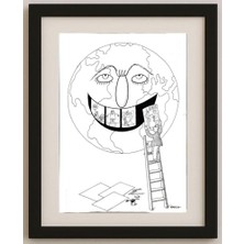 Karikatural Juli Sanchis Aguado 43X30CM Orijinal Karikatür Tablo