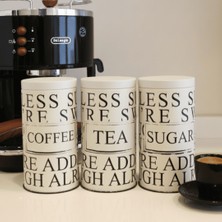 Sarkap Home Less Seri Vakumlu Kapaklı 3'lü Metal Saklama Kabı Seti - Krem