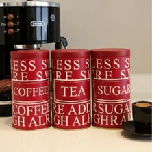 Sarkap Home Less Seri Vakumlu Kapaklı 3'lü Metal Saklama Kabı Seti - Kırmızı