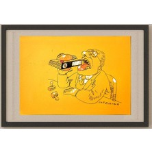 Karikatural Jan Tomaschoff 29X21CM Orijinal Karikatür Tablo