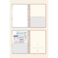 A5 Spiralli Sert Kapak Lastikli Noktalı Tarihsiz Not Defteri Çok Renkli