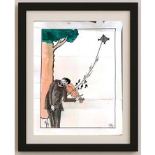 Karikatural Padala Srinivasulu 46X35CM Orijinal Karikatür Tablo