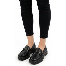 Nmoda Kadın Loafer Babet Kalın Taban Ortopedik Rahat Hafif Taban Deri Cilt