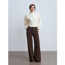 Dilvin 72115 %100 Pamuk Wide Leg Jean-Kahve