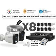 Karer 5mp Ip-Gece Renkli-Sesli Kayıt-Güvenlik Kamera Tak - Çalıştır | 8 Kamera Her Şey Dahil Güvenlik Paketi