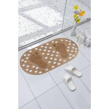 Premium Serisi Banyo - Küvet Içi Kaydırmaz Vantuzlu Ayak Desenli Paspas 66,5 x 36,5 Cm, Kahve