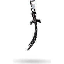 Keskin Gümüş 925 Ayar Gümüş Tasarım Kalemli Siyah Hz Ali Zülfikar Kılıç Trend Kolye Ucu Sevgililer Günü Hediye