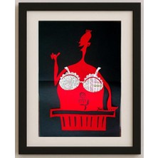 Karikatural Wan Bo Yuan 43X30CM Orijinal Karikatür Tablo