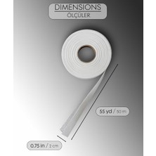 Modern Teknik Tekstil Paça Telası 2 cm x 50 M - Çift Taraflı Yapışkan Tela - Şerit Tela - Ütü ile Yapıştırılan Tela - Dokumasız Uygulama - Amerikan Tela - Dikiş Nakış Telası (Beyaz)