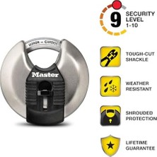 M50XD Magnum Ağır Hizmet Paslanmaz Çelik Discus Asma Kilit, Anahtarlı, Gümüş