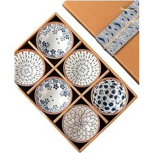 6'lı Desenli Porselen Kase Seti 320 Ml, Çorbalık, Kahvaltılık, Atıştırmalık Kase Hediyelik Kutulu,çok Renkli, FAN02