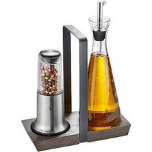 Menage X-Plosıon M – Tuz ve Karabiber Değirmeni Altlık, Dondurulmamış, Ahşap, Yüksek Kaliteli Paslanmaz Çelik, Baharat Değirmeni, Sirke Dispenseri, Zeytinyağı Dispenseri,