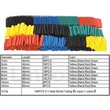 164 Parça Renkli Isıyla Daralan Makaron Seti Shrink Kablo Kablo Tamir Kiti