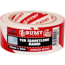 Yer Işaretleme Bandı Kırmızı - Beyaz / 50 mm x 30 mt