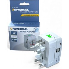 Güzelyüz Avm Universal Travel Adaptör USB Typec Dünya Priz Çevirici Dönüştürücü Ülkeler Arası Fiş Amerika Ingiliz