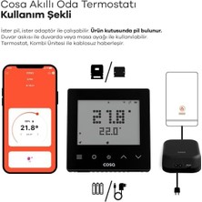 Cosa Akıllı Oda Termostatı Kablosuz Kombi Kontrolü V5 Standart Boyut ile Uzaktan Yönetim