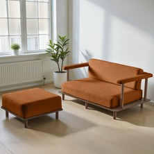 Eymense Pia Ikili Koltuk + Puf Turuncu