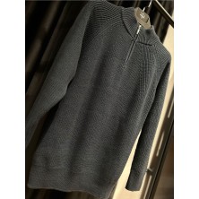 Back Street Backstreet  5293 Manche Dik Yaka Fermuarlı Triko Sweat