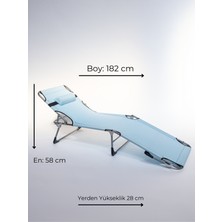 Ecm Proger Sırt Ayarlı Katlanabilir Kademeli Şezlong 2'li Set -Açık Mavi