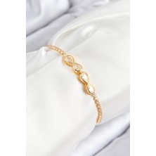 Ayder Timya Pirinç Zirkon Taşlı Sonsuzluk Model Gold Renk Asansörlü Kadın Bileklik (Timya/1395) 193754
