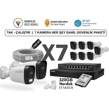 Karer 5mp Ip-Gece Renkli-Sesli Kayıt-Güvenlik Kamera Tak - Çalıştır | 7 Kamera Her Şey Dahil Güvenlik Paketi