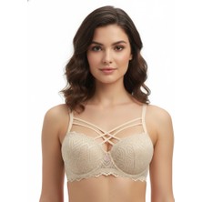 Ebru Silikonlu Desteksiz Dantelli Çapraz Çift Ipli Sütyen