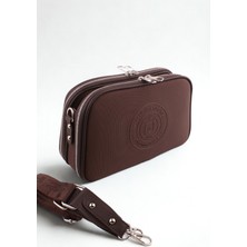 Kahverengi Just Polo Kadın 5 Bölmeli Ayarlanabilir Uzun Askılı Omuz Çantası Postacı Çantası 4023-GD