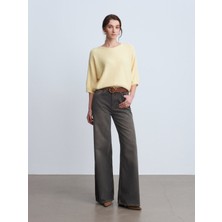 Dilvin 72112 %100 Pamuk Wide Leg Jean-Kahve