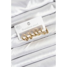 Ayder Timya 316L Çelik Gold Renk Kadın Küpe Seti (Timya/1395) 194045