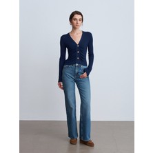 Dilvin 72117 %100 Pamuk Wide Leg Jean-Yeşil