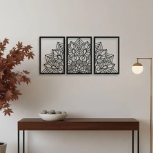 Sezart Mandala Metal Tablo 3\'lü Yatay Set | Detaylı Sanat Duvar Dekoru