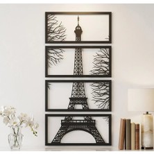 Sezart Eyfel Kulesi Metal Tablo 4\'lü Set | Lazer Kesim Paris Duvar Tablosu