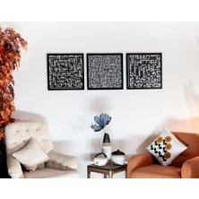 Sezart Ayetel Kürsi ve Felak-Nas Sureleri 3\'lü Set Kufi Metal Tablo