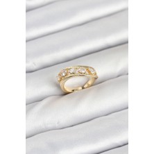 Ayder Timya Pirinç Gold Renk Zirkon Taşlı Kadın Yüzük (Timya/1395) 194180